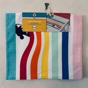 Disney Table Runner Rainbow Stripe Mickey Mouse Silhouette 100% Cotton, 14” x 48